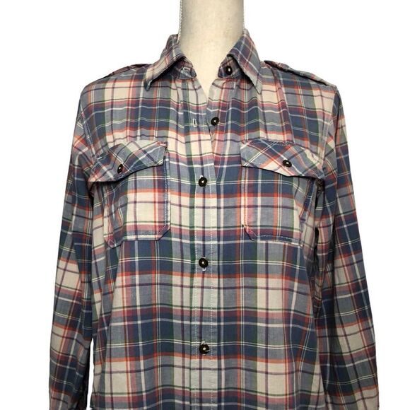 Current/Elliott Long Sleeve Button-Down Shirt Plaid Size Small (1) - Picture 3 of 10